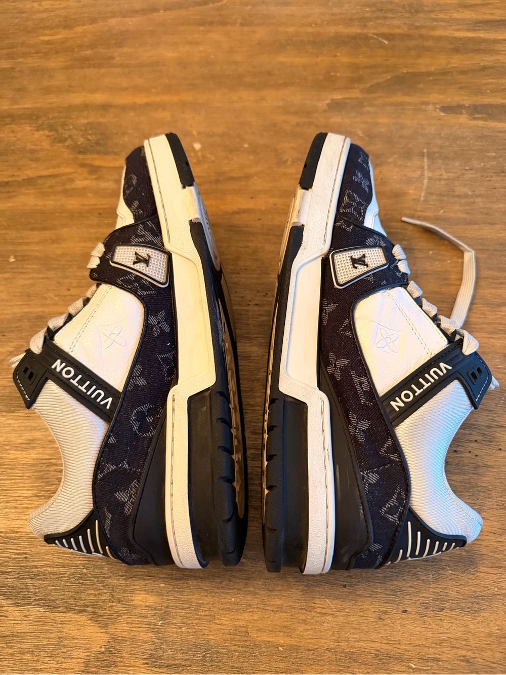 Louis Vuitton Men's Black & White Monogram Sneakers 10.5